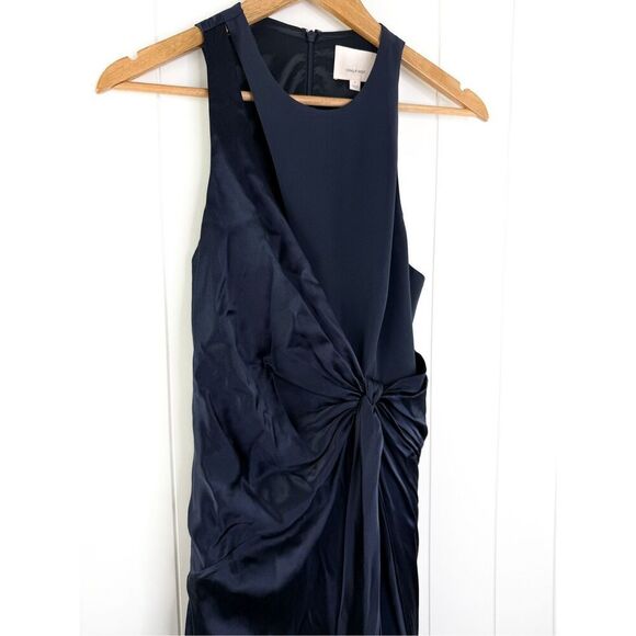 Cinq à Sept Clemence Neck Detail Gown In Navy Size 4 Silk Blend $795 - Picture 7 of 13